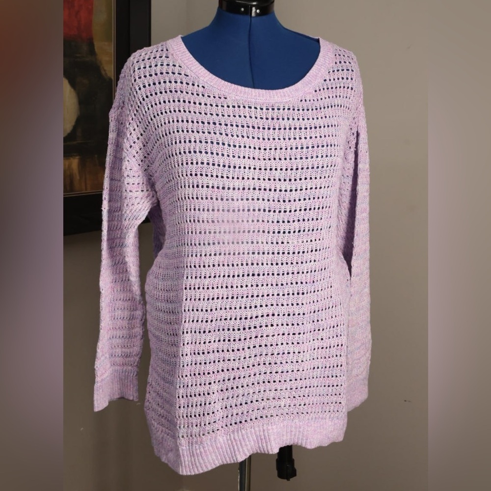 Talbots Sweater Womens 2X Pullover Long Sleeve 100 Cotton Beachy Sheer Feminine